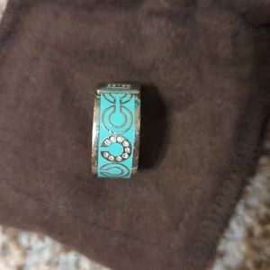 Coach Light Blue and Silver Ring